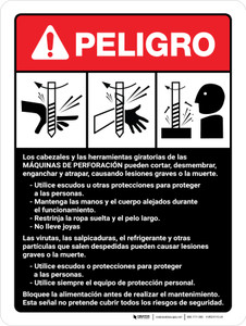 Peligro - Directrices de la Máquina de Perforación ANSI - Wall Sign