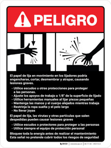 Peligro - Directrices de la Máquina lijadora ANSI - Wall Sign