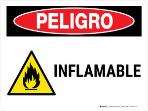 Peligro - Inflamable Horizontal con Icono - Wall Sign