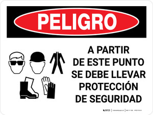 Peligro - Protección de Seguridad EPI Horizontal con Gráfico - Wall Sign