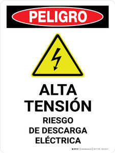Peligro - Riesgo de Descarga Eléctrica de Alto Voltaje con Gráfico Vertical - Wall Sign