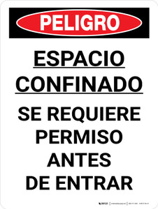 Peligro - Se Requiere Permiso para Espacios Confinados - Wall Sign
