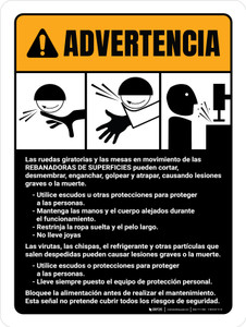 Advertencia - Directrices de la Máquina Amoladora de Superficie ANSI - Wall Sign