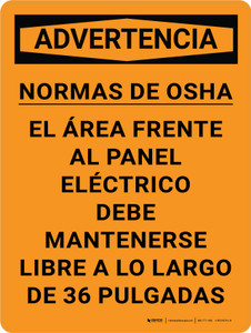 Advertencia - Normativa Osha Cuadro Eléctrico 36 Pulgadas - Wall Sign