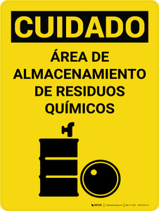 Cuidado - Área de Almacenamiento de Residuos Vertical con Gráfico - Wall Sign