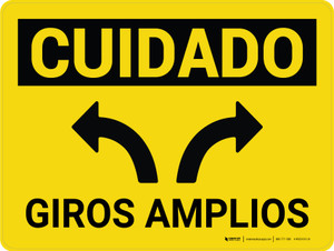 Cuidado - Giros Amplios Horizontal - Wall Sign