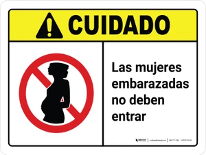 Cuidado - Las Mujeres Embarazadas No Deben Entrar con Icono ANSI Horizontal - Wall Sign