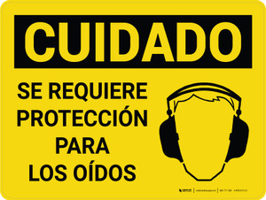 Cuidado - Se Requiere Protección para los Oídos Horizontal - Wall Sign