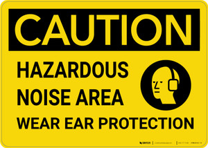 Caution: PPE Hazardous Noise Area Wear Ear Protection with Graphic - Wall Sign