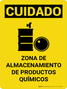 Cuidado - Zona de Almacenamiento de Productos Químicos Peligrosos Horizontal - Wall Sign