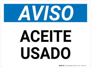 Aviso - Aceite Usado Horizontal - Wall Sign