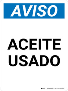 Aviso - Aceite Usado Vertical - Wall Sign