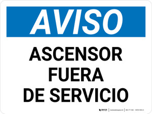 Aviso - Ascensor Fuera de Servicio - Horizontal - Wall Sign