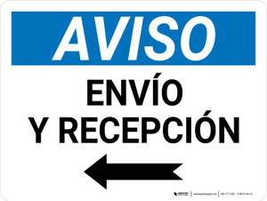 Aviso - Envío y Recepción con Flecha a la Izquierda - Wall Sign