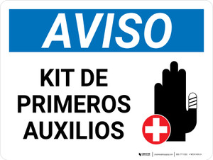 Aviso - Kit de Primeros Auxilios con Ícono Horizontal - Wall Sign
