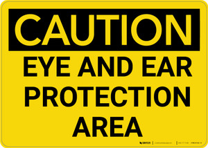 Caution: PPE Eye and Ear Protection Area - Wall Sign