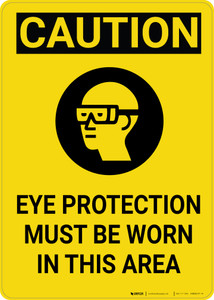 Caution: PPE Eye Protection must be Worn in Area Vertical with Graphic - Wall Sign