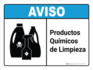 Aviso - Productos Químicos de Limpieza ANSI Horizontal - Wall Sign