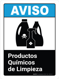 Aviso - Productos Químicos de Limpieza ANSI Vertical - Wall Sign