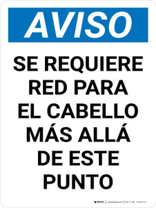 Aviso - Se Requiere Red para el Cabello más allá de este Punto Vertical - Wall Sign