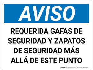 Aviso - Se Requieren Gafas de Seguridad Horizontal - Wall Sign