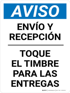 Aviso - Timbre de Envío y Recepción Para Entregas Vertical - Wall Sign