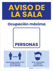 Aviso de Habitación - Ocupación máxima Vertical - Wall Sign