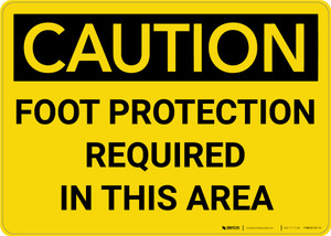 Caution: PPE Foot Protection Required in This Area - Wall Sign