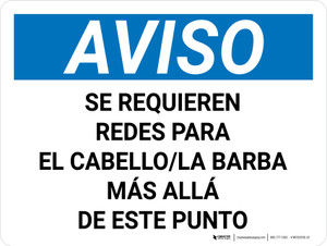 Se Requieren Redes Para el Cabello-Cubrebarbas Más Allá de este Punto - Wall Sign