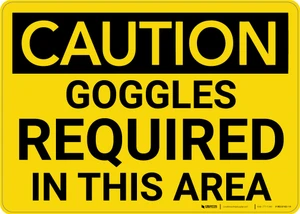Caution: PPE Goggles Required in This Area - Wall Sign