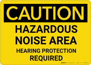 Caution: PPE Hazardous Noise Area Hearing Protection Required - Wall Sign