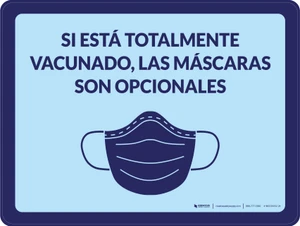 Si está Totalmente Vacunado las Mascarillas son Opcionales Icono de Mascarilla - Wall Sign