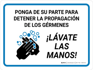 Haz tu Parte para Detener la Propagación de Gérmenes - ¡Lávate las Manos! - Wall Sign