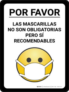 Por favor, las Mascarillas No son Obligatorias pero Sí Recomendables - Wall Sign