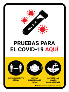 Pruebas Covid-19 Aquí Vertical - Wall Sign