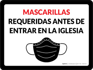 Se Requieren Mascarillas Antes de Entrar en la Iglesia Horizontal - Wall Sign