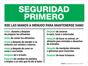Seguridad Primero - CDC Lávese las Manos a Menudo Horizontal - Wall Sign