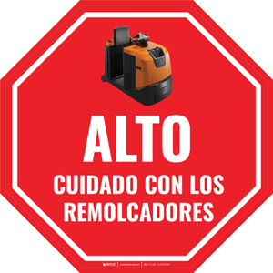 Alto - Cuidado con los Remolcadores - Floor Sign