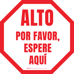 Alto - Por Favor, Espere Aquí Circular - Floor Sign