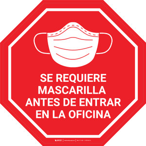 Alto - Se Requiere Mascarilla Antes de Entrar en la Oficina Circular - Floor Sign