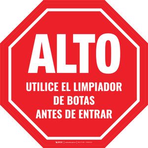 Alto - Use Limpiador de Botas Antes de Entrar Circular - Floor Sign