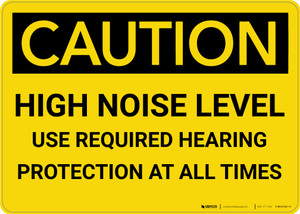 Caution: PPE High Noise Level Use Required Hearing Protection - Wall Sign