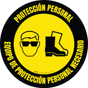 EPIs Requeridos - Gafas y Zapatos Circular - Floor Sign