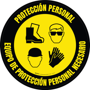 EPIs Requeridos - Sombrero, Zapatos, Gafas, Guantes Circular - Floor Sign