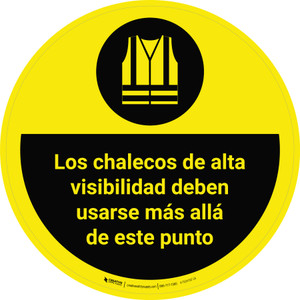 Los Chalecos de Alta Visibilidad Deben Usarse Más Allá de Este Punto Circular - Floor Sign