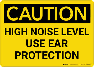 Caution: PPE High Noise Level Use Ear Protection - Wall Sign