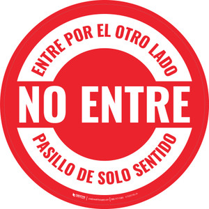 No Entre por el Otro Lado Pasillo de un Solo Sentido (Rojo) Circular - Floor Sign