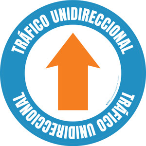 Tráfico Unidireccional - Flecha Hacia Arriba Naranja Circular - Floor Sign