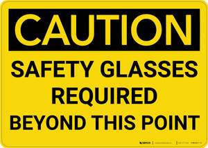 Caution: PPE Safety Glasses Required Beyond This Point - Wall Sign