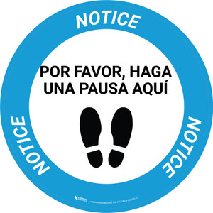 Aviso Por Favor, Haga una Pausa Aquí Huellas de Zapato Circular - Floor Sign